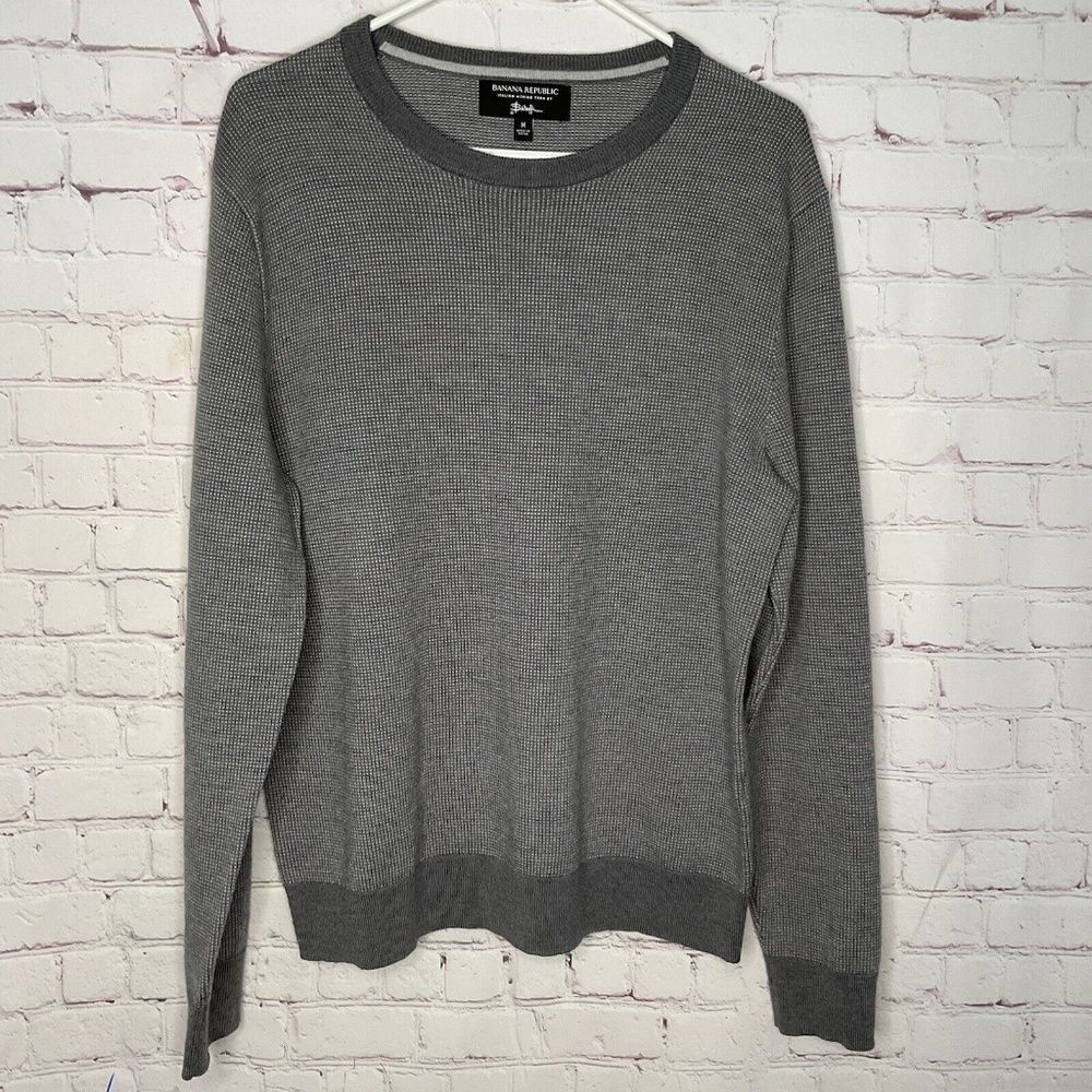 Banana Republic Baruffa Men's Size M Gray Italian Merino Wool Crewneck Sweater